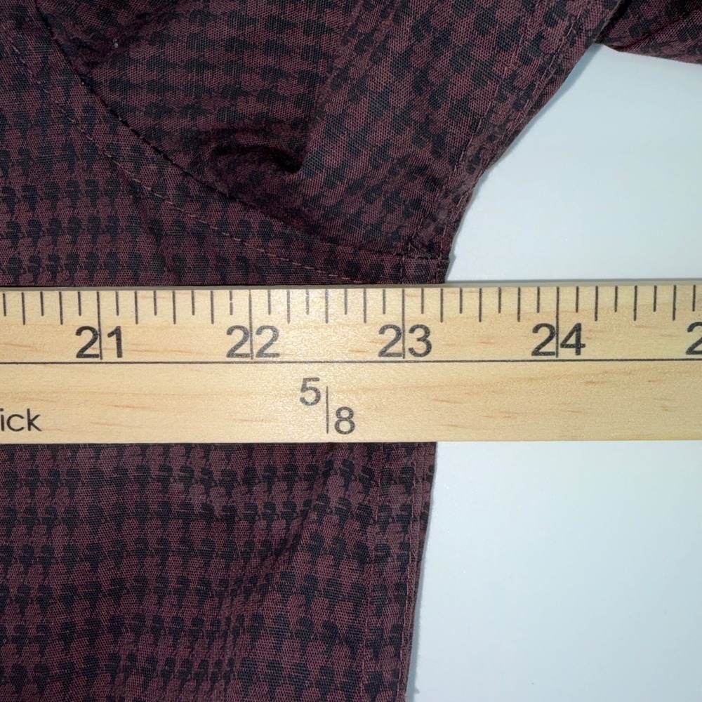 Karl Lagerfeld Paris Mens Large Burgundy Houndstooth Long Sleeve Button Down - Picture 5 of 7